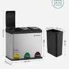 Affaldsspand med sortering 3-i-1 Pedalspand, 24 L, rustfri stål - Billede 5
