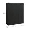Sort foldegarderobe med 3 døre og målene 175x150x45 cm.
