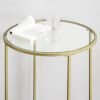 VASAGLE rundt sidebord, endebord af hærdet glas med gylden metalramme, guld - Billede 5