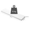 Hvid væghængt hylde med 15 kg belastning, 80x20x3,8 cm.