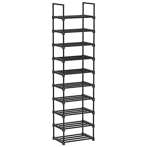 SONGMICS skostativ, 10-lags metalskoopbevaringsorgan, 30 x 45 x 174 cm, sort 1 Sort skostativ med 10 lag til opbevaring, 30x45x174 cm.