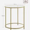 VASAGLE rundt sidebord, endebord af hærdet glas med gylden metalramme, guld - Billede 4