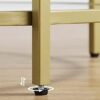VASAGLE rundt sidebord, endebord af hærdet glas med gylden metalramme, guld - Billede 7