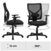 SONGMICS Mesh kontorstol, ergonomisk stol med vippemekanisme, sort - Billede 5