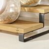 Songmics Spice Rack, uppsättning av 2 skåpshyllorganisatörer, 3-t-utdragbar kryddhållare, bambu, stapelbar, för skafferi, skåp, bänkskiva, naturlig och svart KCS016N01 - Billede 6