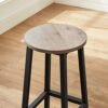 Sæt med 2 Køkkenstole med Robust Stålstel Højde 65 Cm Rund Nem Montering Industriel Stil Greige-sort - Billede 7