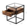 Vasagle sidebord, tempereret glasende bord, stabil stålramme, rustik brun og sort - Billede 5