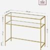 Vasagle konsolbord, tempereret glasbord, guldfarve - Billede 4