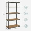 5-trins Reol, Stålreol til Opbevaring, Værktøjsfri Enhed, til Garage, Skur, Bæreevne 875 Kg, 40 X 90 X 180 Cm, Grå - Billede 5