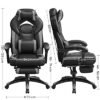 Gaming Stol, Kontorracerstol med Fodstøtte, Ergonomisk Design, Justerbar Nakkestøtte, Lændestøtte, 150 Kg Vægtkapacitet, Sort og Grå - Billede 6