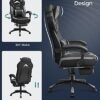 Gaming Stol, Kontorracerstol med Fodstøtte, Ergonomisk Design, Justerbar Nakkestøtte, Lændestøtte, 150 Kg Vægtkapacitet, Sort og Grå - Billede 5