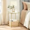 VASAGLE rundt sidebord, endebord af hærdet glas med gylden metalramme, guld - Billede 3
