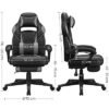 SONGMICS Gaming Stol Skrivebordsstol 150kg Sort + grå - Billede 5
