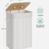 Songmics bambu tvättkorg, 72L fällbar tvätthämma, rektangulär förvaringsham med 3 handtag, 40 x 30 x 60 cm, vit LCB010W01 - Billede 6