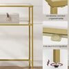 Vasagle konsolbord, tempereret glasbord, guldfarve - Billede 6