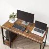 VASAGLE computerbord, Skrivebord med 2 hylder, rustic brown og Sort - Billede 7