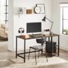 VASAGLE computerbord, skrivebord med 2 hylder, arbejdsbord, brun og sort - Billede 6