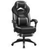 Gaming Stol, Kontorracerstol med Fodstøtte, Ergonomisk Design, Justerbar Nakkestøtte, Lændestøtte, 150 Kg Vægtkapacitet, Sort og Grå