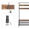 Stilfuldt knagerække med 9 kroge og skostativ i rustikt design.