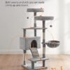 Feandrea Cat Tree, Cat Tower 142 cm, Cat Activity Center, lysegrå - Billede 3