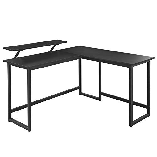 VASAGLE computerbord, L-formet skrivearbejdsstation, industrihjørneskrivebord, sort 1 computerbord sort
