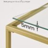 Vasagle konsolbord, tempereret glasbord, guldfarve - Billede 5