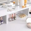VASAGLE Toiletbord med 3-foldet spejl, Makeupbord med 2 skuffer Hvid - Billede 4