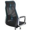 Sort ergonomisk kontorstol med åndbar ryg og højdejustering.