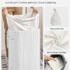 Songmics bambu tvättkorg, 72L fällbar tvätthämma, rektangulär förvaringsham med 3 handtag, 40 x 30 x 60 cm, vit LCB010W01 - Billede 4