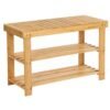 3-lags Bambus Skobænk, Skoholder Opbevaringsorganer, 70 X 28 X 45 Cm, Perfekt til Entre, Badeværelse, Stue og Korridor