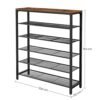 VASAGLE LBS016B01 SKO RACK med 5 rutnät och stor yta för ingång, hall, metallindustriell ramdesign, Vintage Brown-Black - Billede 2