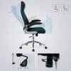 Ergonomisk kontorstol med 30° ryglæn og justerbar højde.