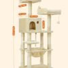 Feandrea kattetræ, stabilt kattetårn, 2 plys aborre, 143 cm, beige - Billede 7