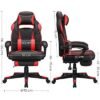 SONGMICS Racing Gaming Stol, Justerbar Kontorstol med Fodstøtte, Sort og Rød - Billede 5