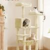 Feandrea kattetræ, stabilt kattetårn, 2 plys aborre, 143 cm, beige - Billede 2