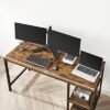 VASAGLE computerbord, skrivebord med 2 hylder, arbejdsbord, brun og sort - Billede 7