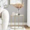 VASAGLE rundt sidebord, endebord af hærdet glas med gylden metalramme, guld - Billede 2