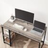 VASAGLE computerbord, Skrivebord med 2 hylder, Greige og Sort - Billede 7