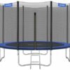 Trampolin 305 Cm (10 Fod), Udendørs Baggårdstrampolin, Tüv Rheinland GS-certifikat, med Indkapsling Sikkerhedsnet, Fjederbeskytter, Stige, Holder 150 Kg, Blå