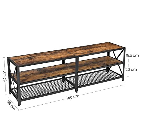 VASAGLE tv stativ, tv bord til tv op 60 tommer, stålramme, rustik brun og sort 4 VASAGLE tv stativ, tv bord til tv op 60 tommer, stålramme, rustik brun og sort - Billede 4