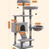 Feandrea Cat Tree, Cat Tower 142 cm, Cat Activity Center, lysegrå - Billede 7