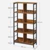 VASAGLE reol, bogreol, stigehylde 4-lags, 80 x 33 x 149 cm, brun og sort - Billede 5