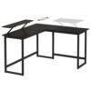 VASAGLE computerbord, L-formet skrivearbejdsstation, industrihjørneskrivebord, sort - Billede 5