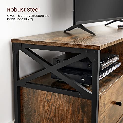 VASAGLE tv stander, tv-skab, tv-bord med 3 skuffer, rustik brun og sort 4 VASAGLE tv stander, tv-skab, tv-bord med 3 skuffer, rustik brun og sort - Billede 4