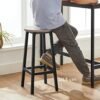 Sæt med 2 Køkkenstole med Robust Stålstel Højde 65 Cm Rund Nem Montering Industriel Stil Greige-sort - Billede 5