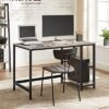 VASAGLE computerbord, Skrivebord med 2 hylder, Greige og Sort - Billede 2
