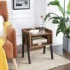 Vasagle Bedside Bord, Stackable sidebord med åbent rum, rustik brun og sort - Billede 4
