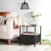 SONGMICS natbord med opbevaring, stofskuffekommode, industriel stil, sort - Billede 2