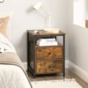 Vasagle natbord, sidebord, 45 x 45 x 60 cm, 2 skuffer, rustik brun og sort - Billede 7