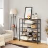 VASAGLE LBS016B01 SKO RACK med 5 rutnät och stor yta för ingång, hall, metallindustriell ramdesign, Vintage Brown-Black - Billede 5